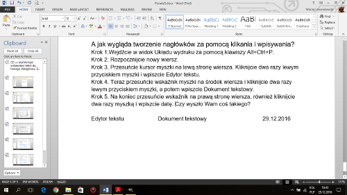 Tworzenie dokumentów w Microsoft Word 2013