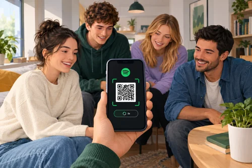 Ilustracja AI: Spotify zaostrza zasady w Family. Kod QR ma potwierdzać wspólny adres