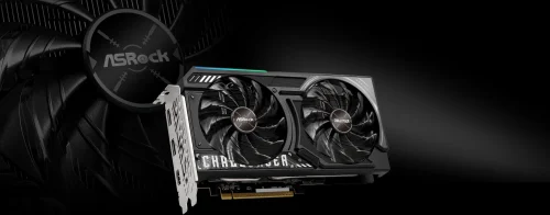 Dwuwentylatorowe chłodzenie karty ASRock Radeon RX 9050 Challenger 8GB
