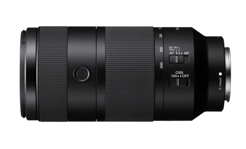 Przyciski sterujące i przełącznik stabilizacji w Sony FE 100–400 mm F5,6–8 OSS